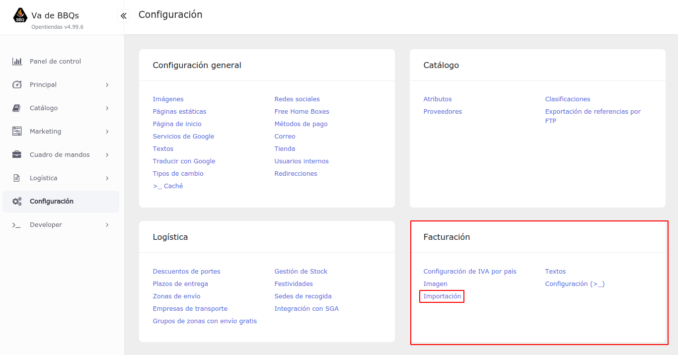 Captura localización importación de facturación